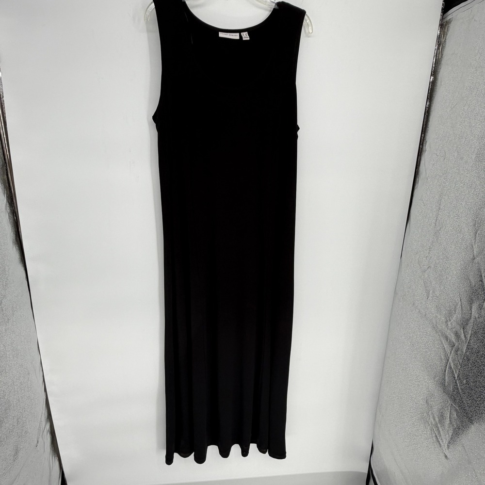 Susan Graver Liquid Knit Maxi‎ Dress Black Sleeveless Scoop Neck QVC A303412 1X